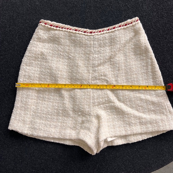 Mango // High Waist // Cream Shorts with Red Trim - Picture 8 of 8
